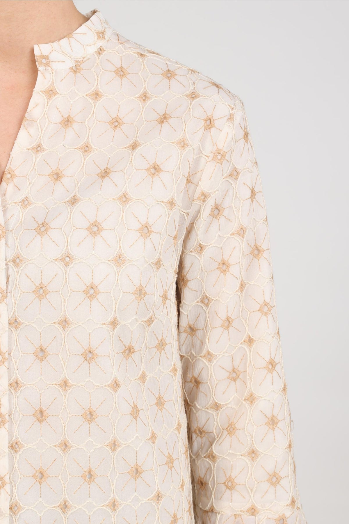 April Bluse Blumen | Offwhite/Toffee
