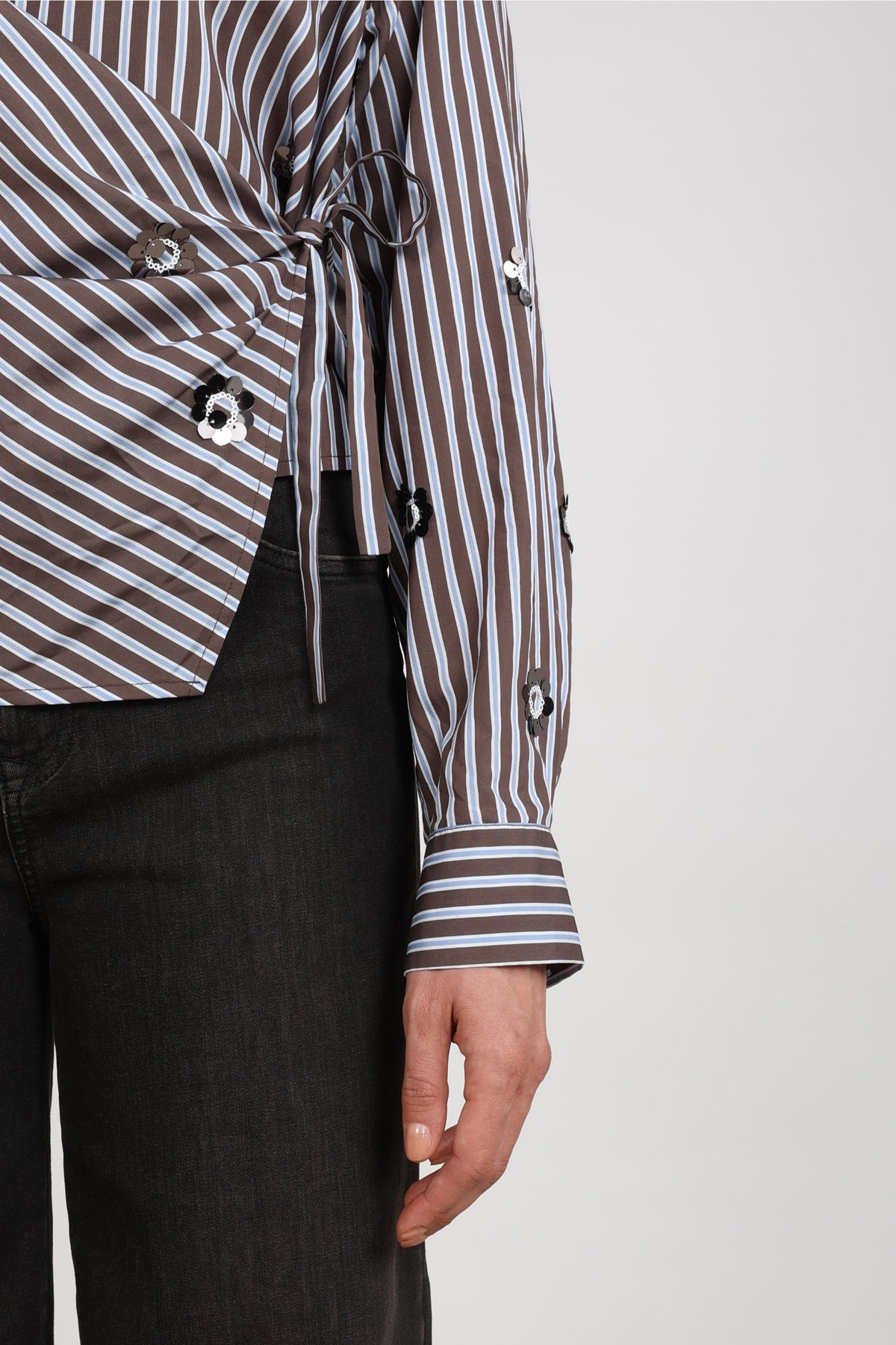 Amy Bluse Streifen | Schoko/Himmel