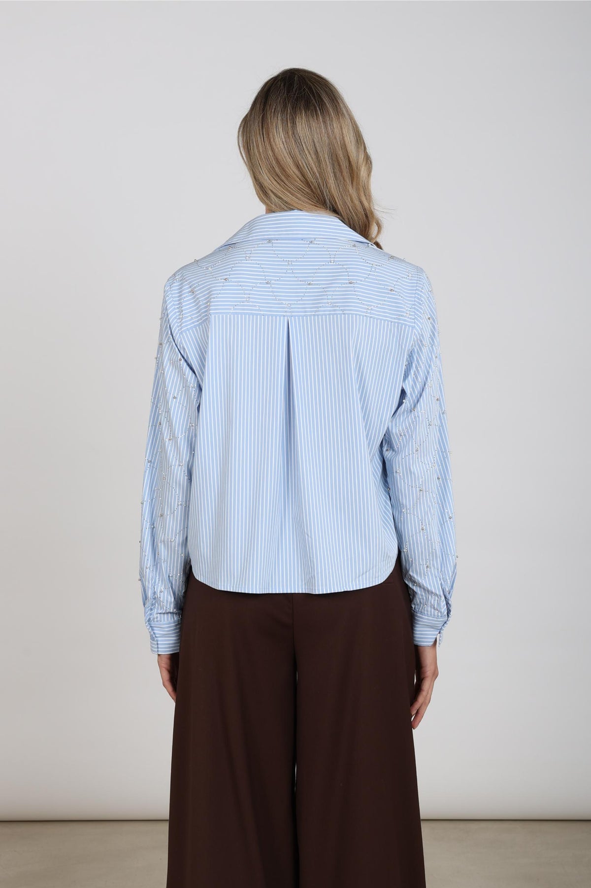 Nowi Bluse Stripe Stones | Offwhite/Sky