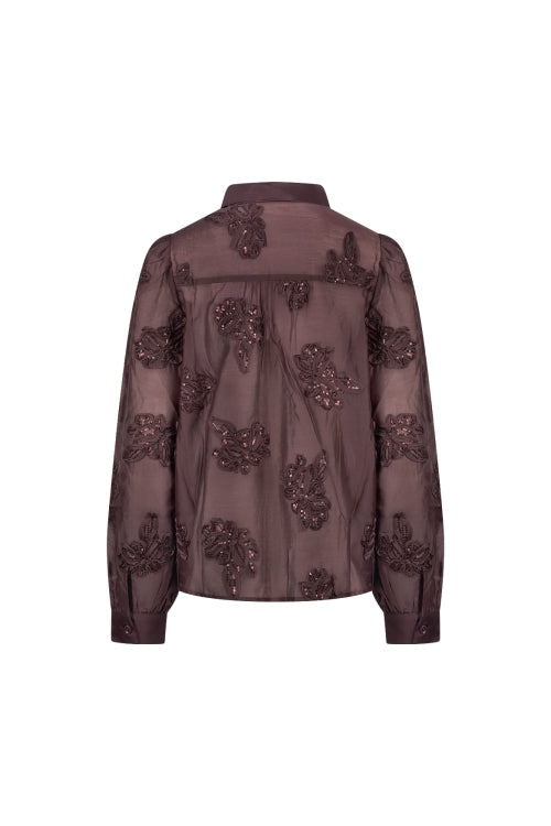 Antonella Blouse Paillet Flower | Chocolate