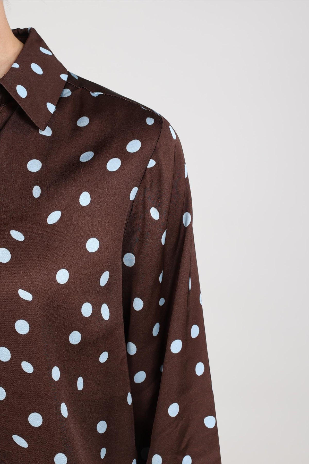 Arani Blouse Dots | Chocolate/Sky