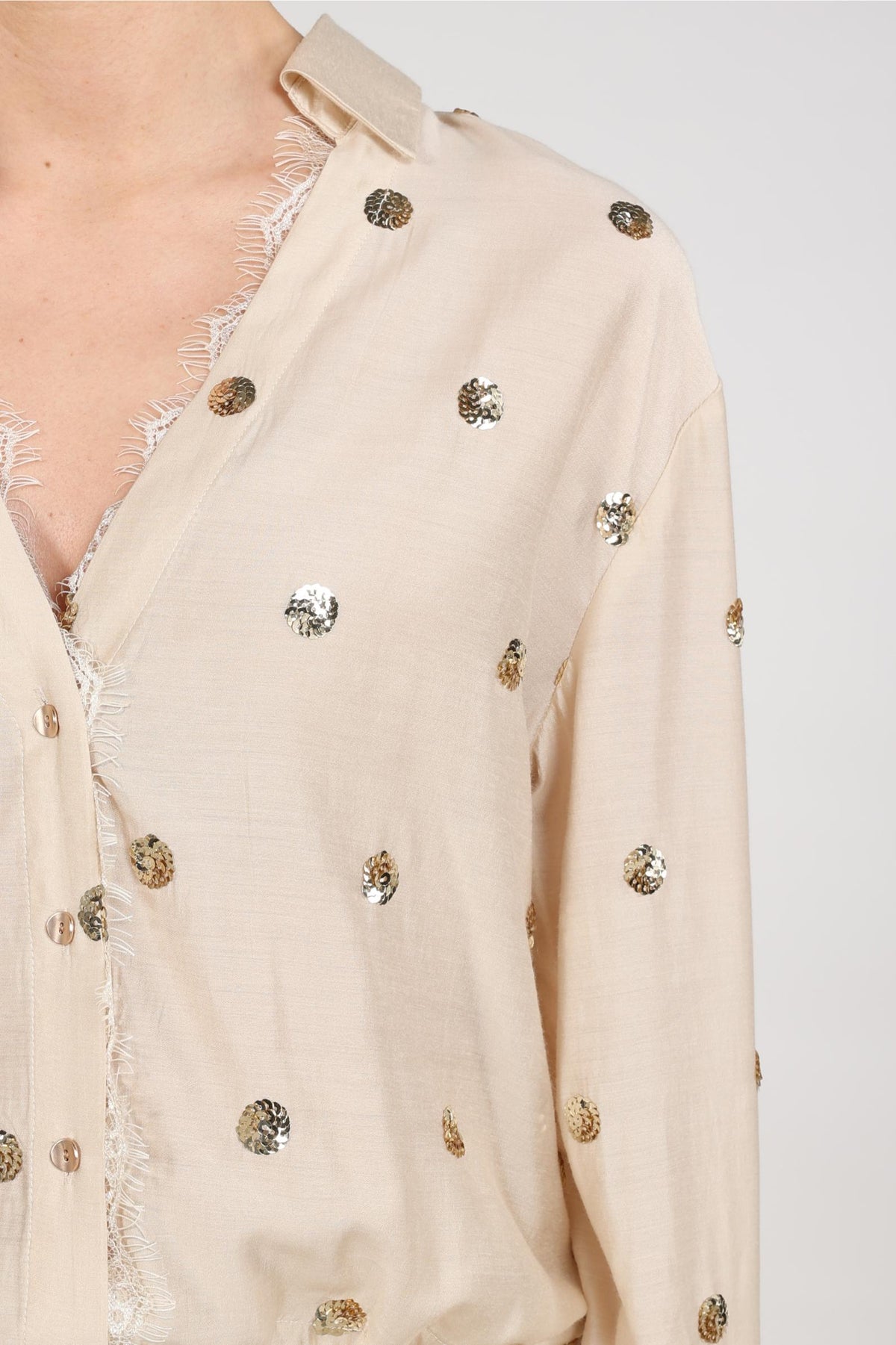 Anika Bluse Pailletten | Sand