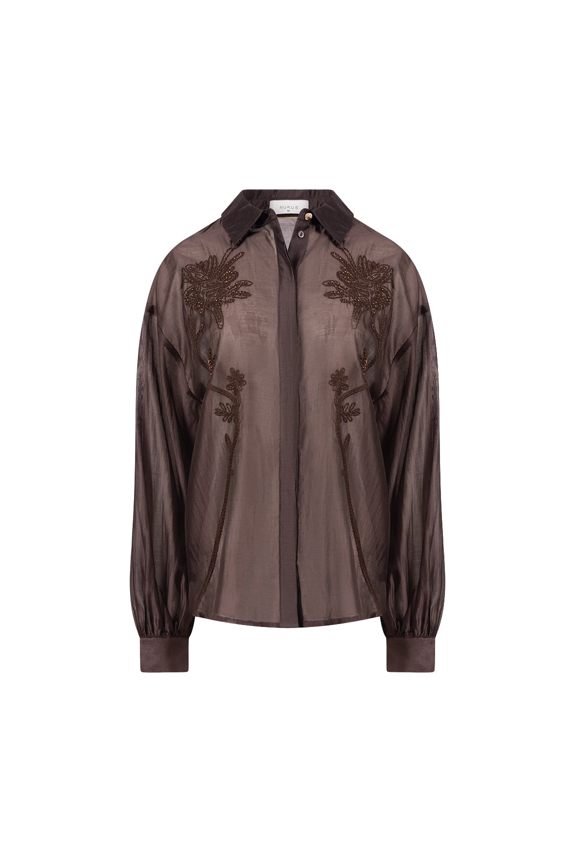 Addie Blouse Embroidery | Chocolate