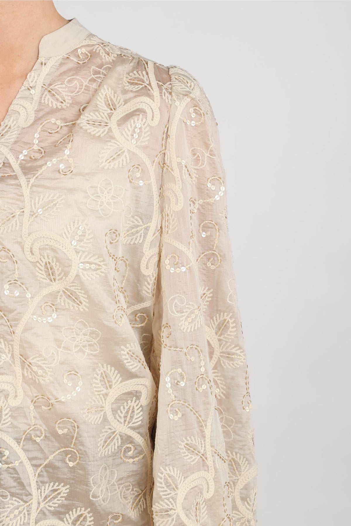 Antonella Embroidery Blouse | Sand