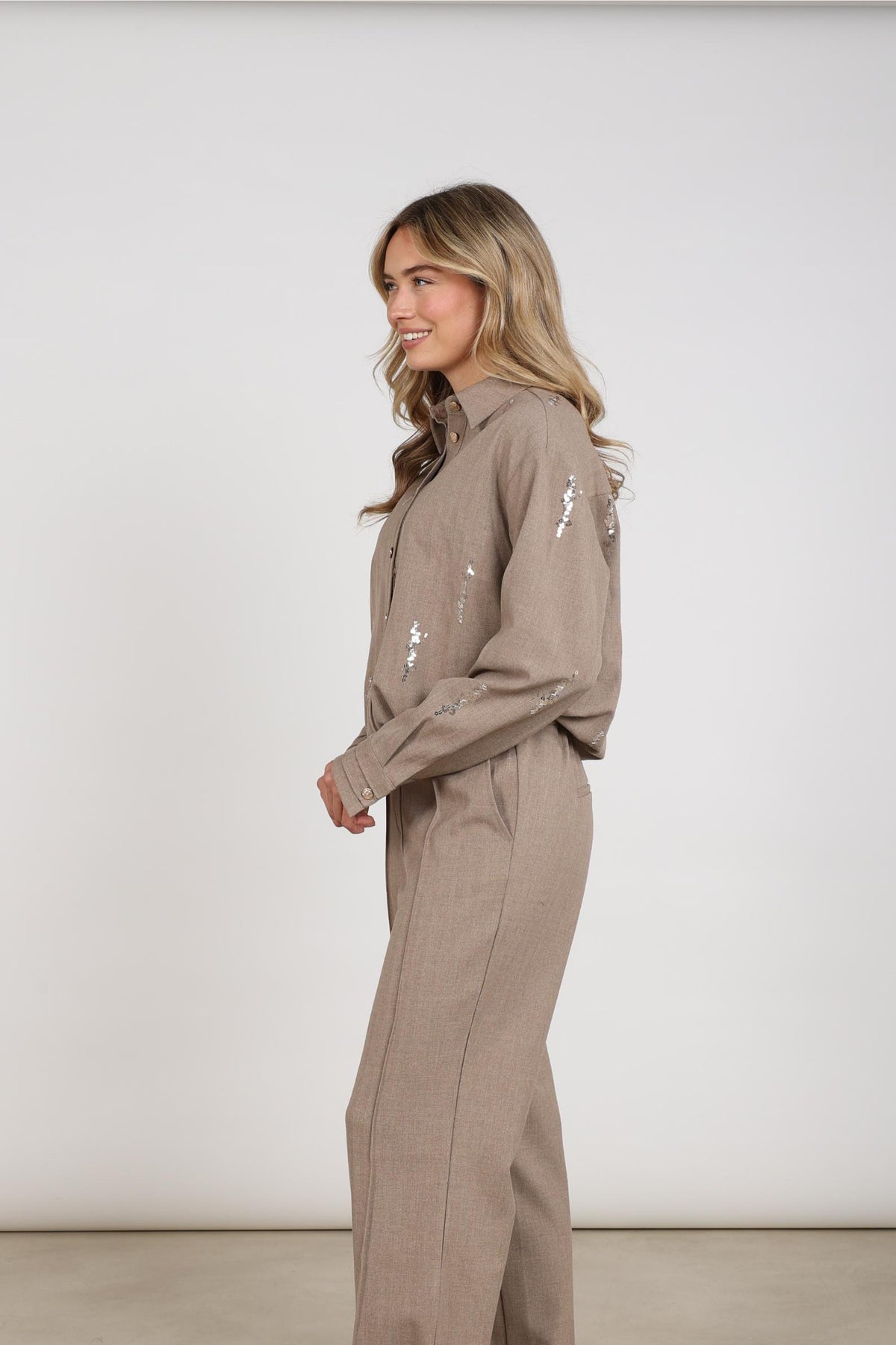 Annelynn Bluse Paillet | Taupe