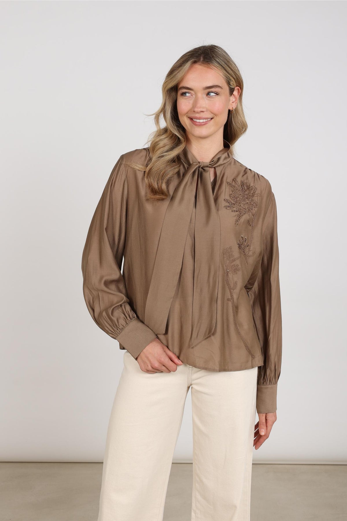 Angie Blouse Tie | Taupe