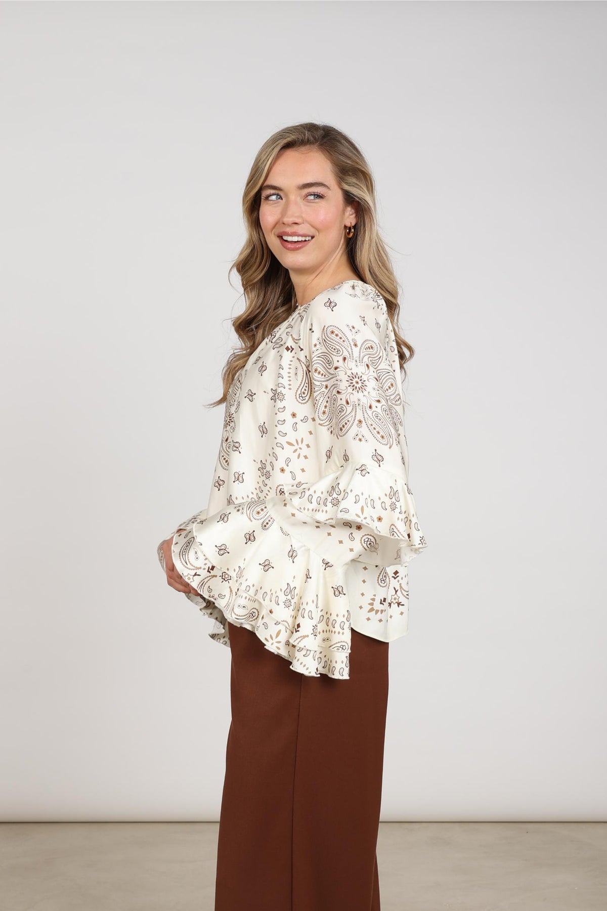 Asra Bluse Paisley | Offwhite/Toffee