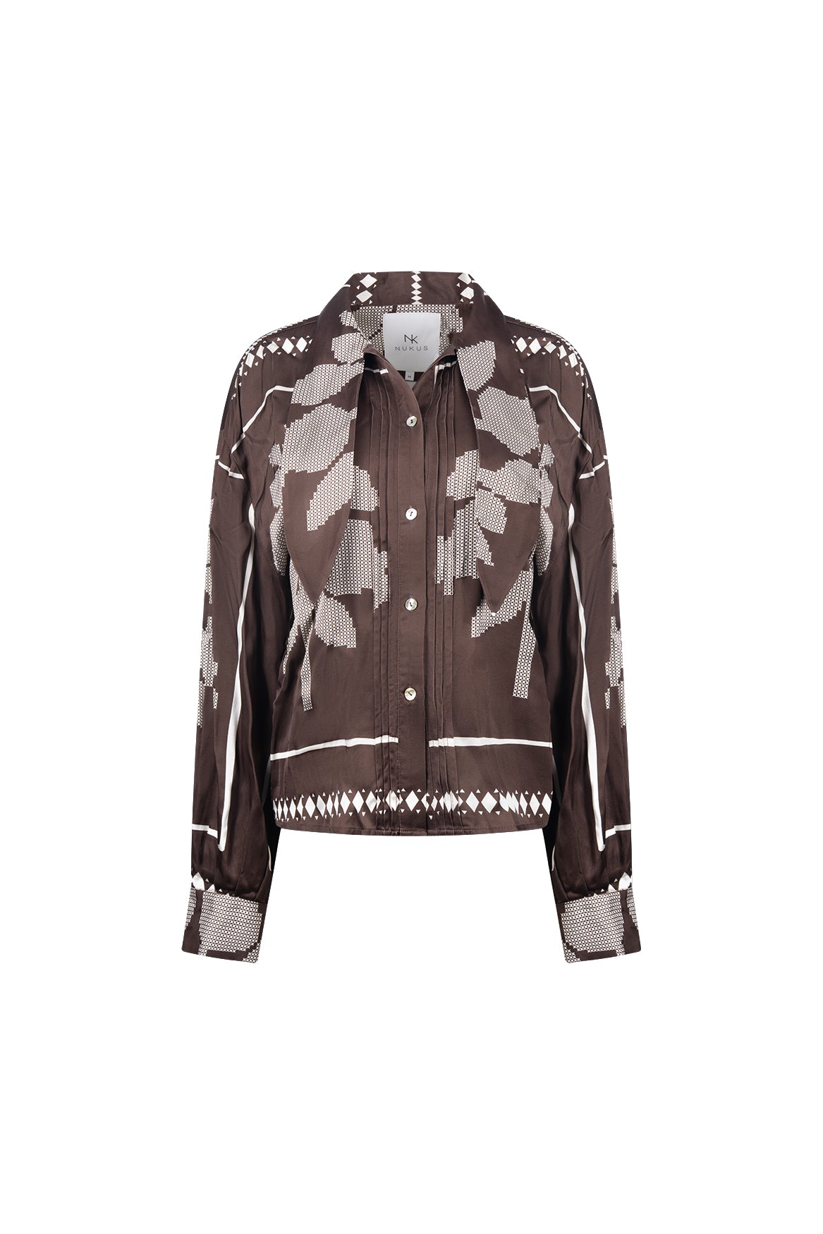 Alexandra Blouse Tie Cross | Chocolate/Offwhite