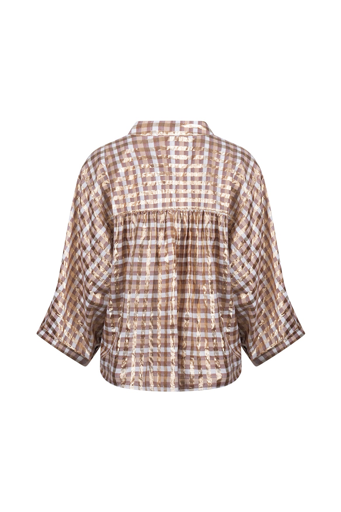 Maya Blouse Check | Off-white/Toffee