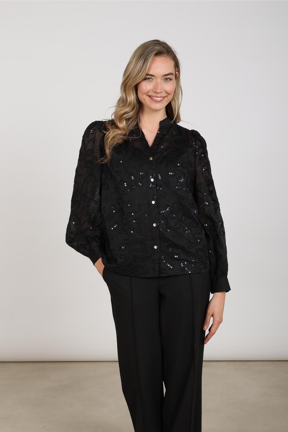 Antonella Blouse Paillet | Black