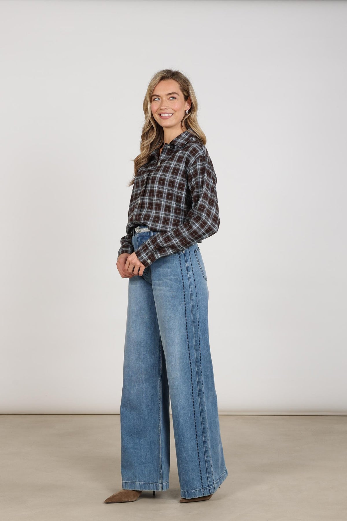 Newport Bluse Karo | Schokolade/Himmel
