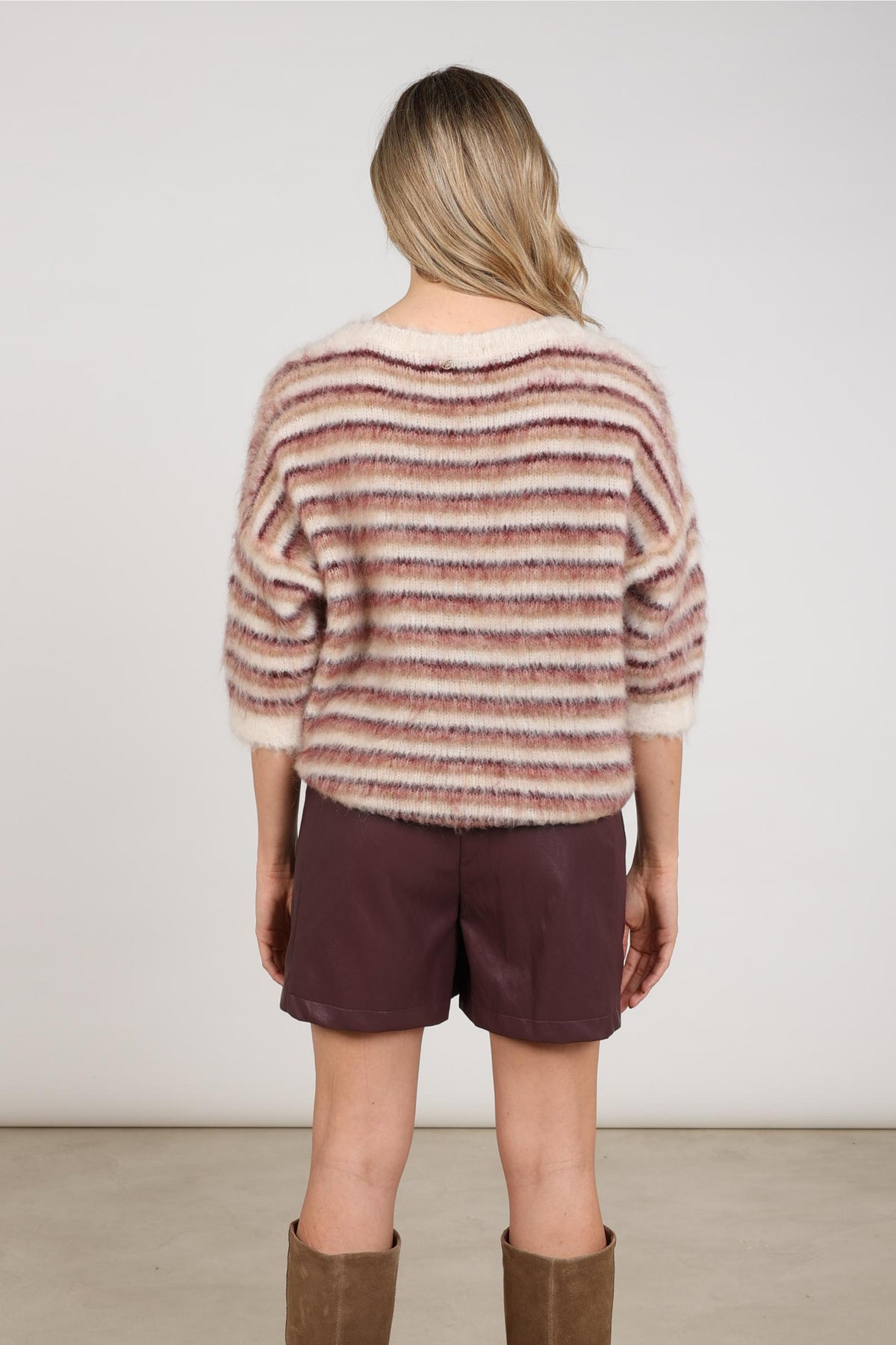 Lucia Pullover Stripe | Offwhite/Rose