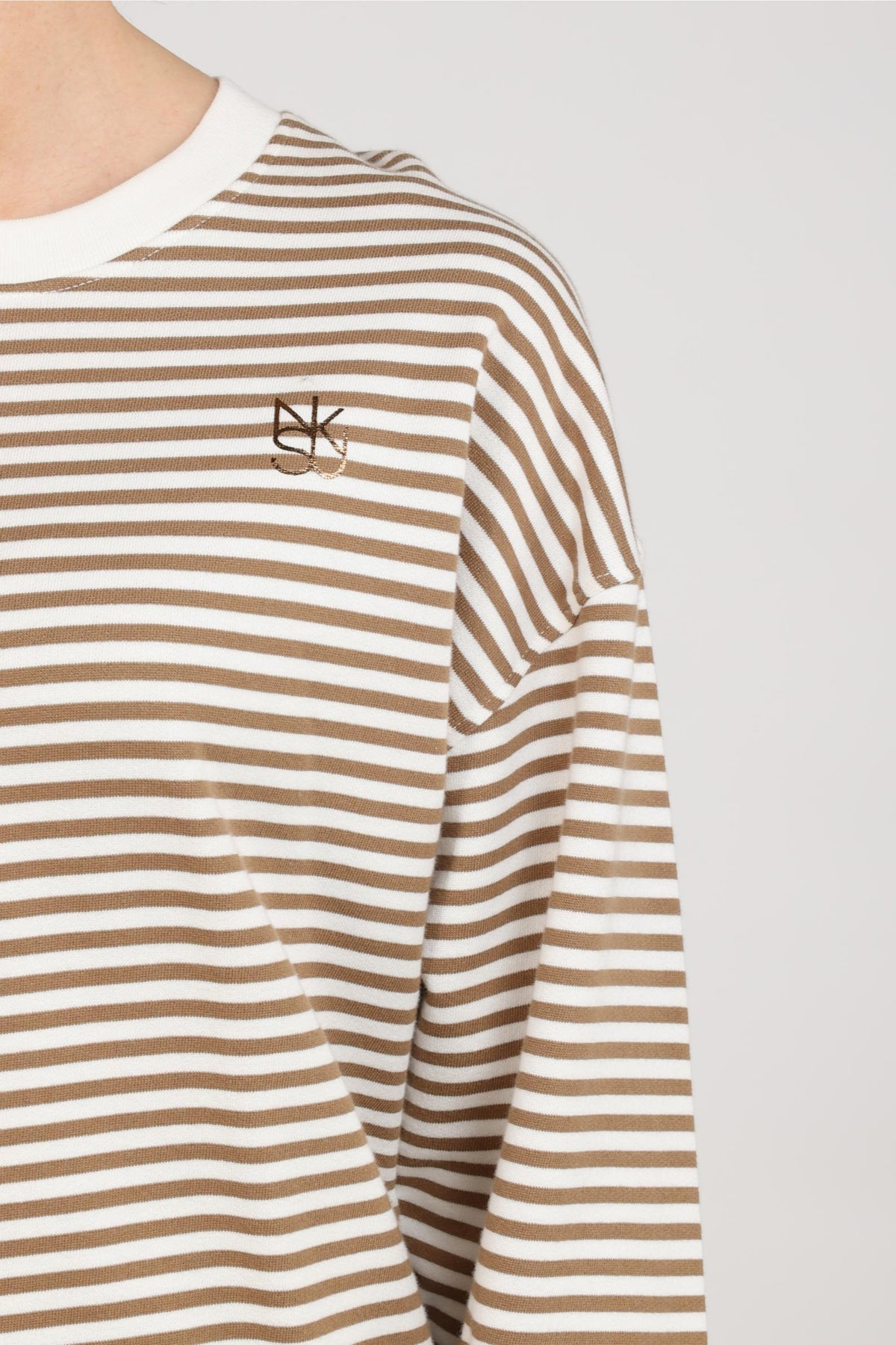Nelly Pullover Gestreift | Offwhite/Taupe