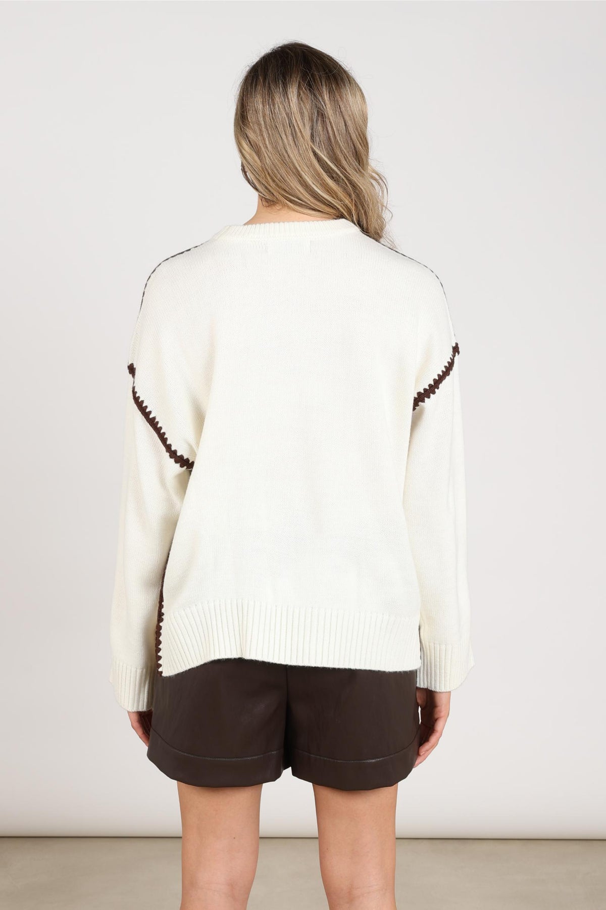 Loui Pullover | Offwhite/Schokolade