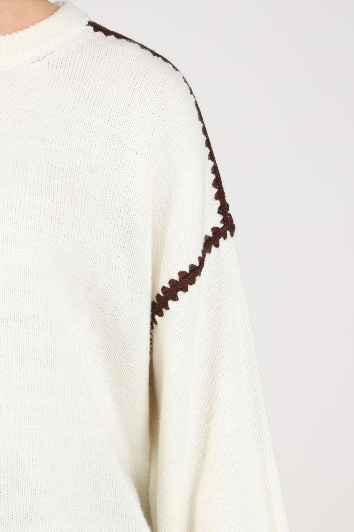 Loui Pullover | Offwhite/Schokolade