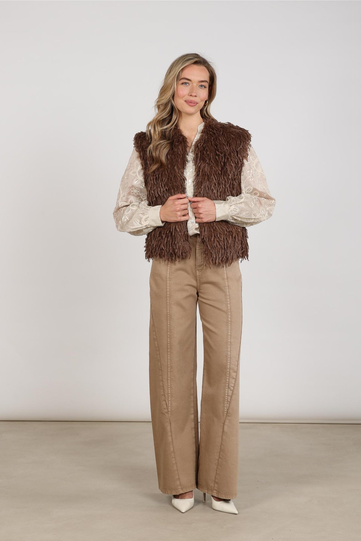 Mila Gilet Feder | Taupe