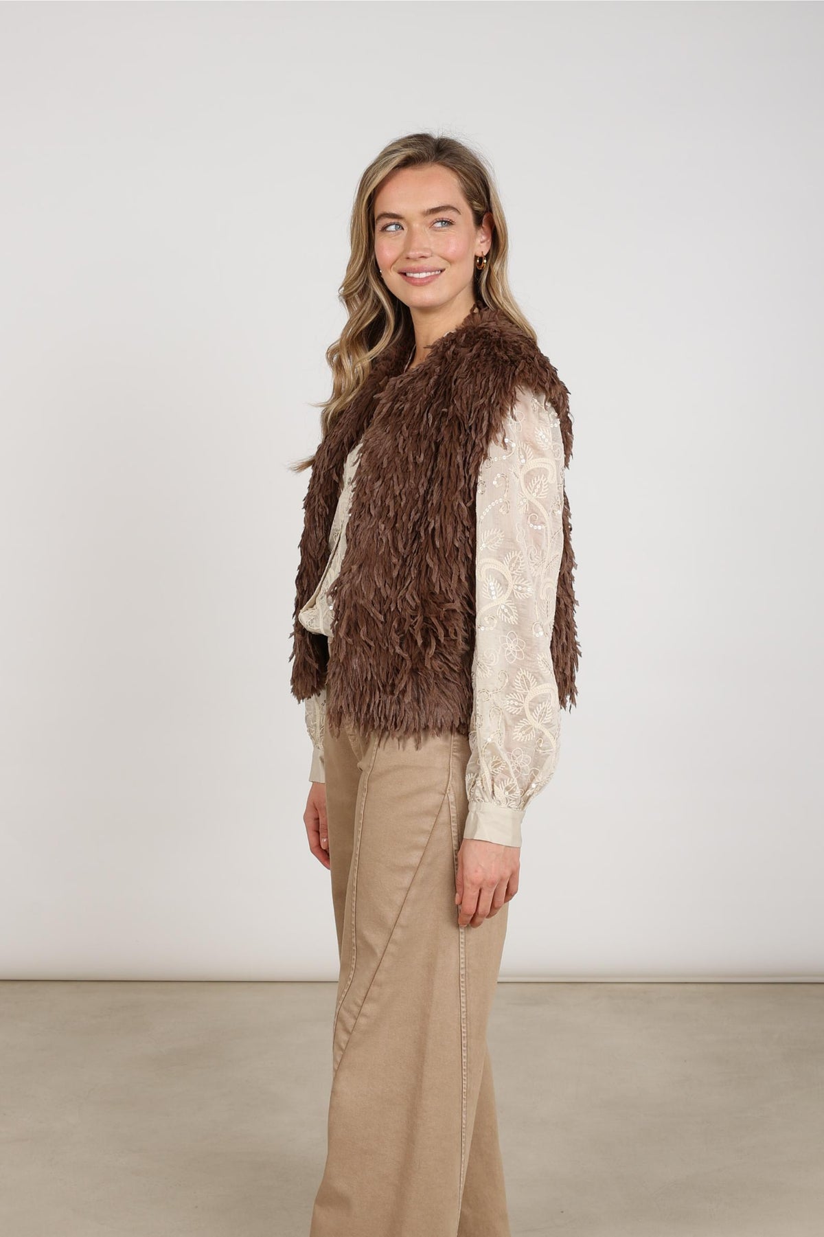 Mila Gilet Feder | Taupe