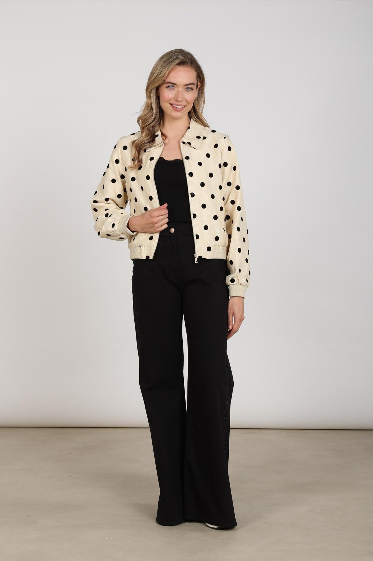 Noa Bomber Dots | Offwhite/Black