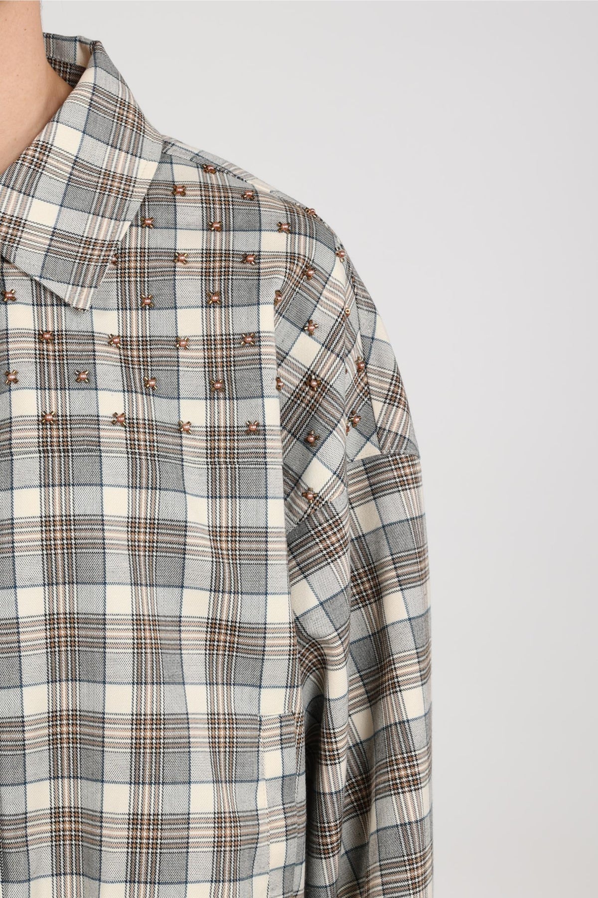 Dominique Jacket Check | Taupe/Off-white
