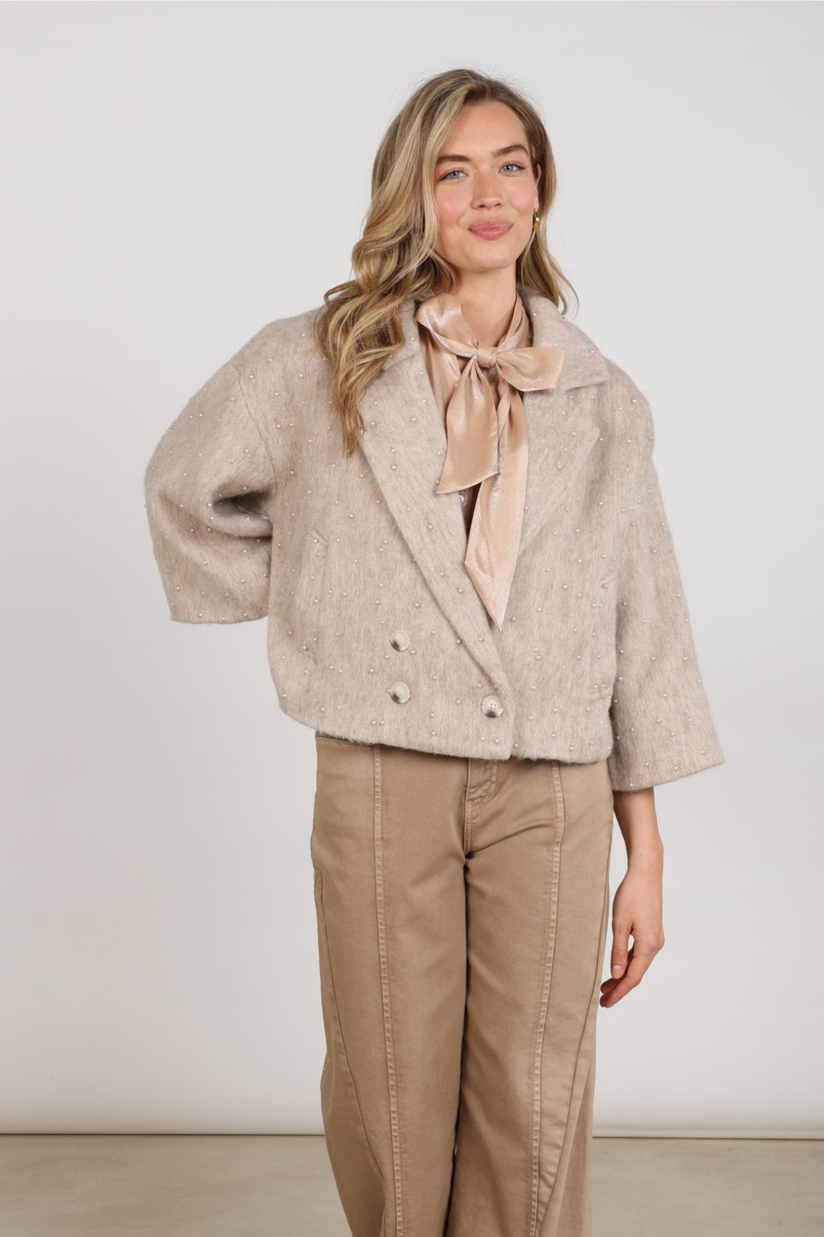Danique Jacket Pearls | Sand