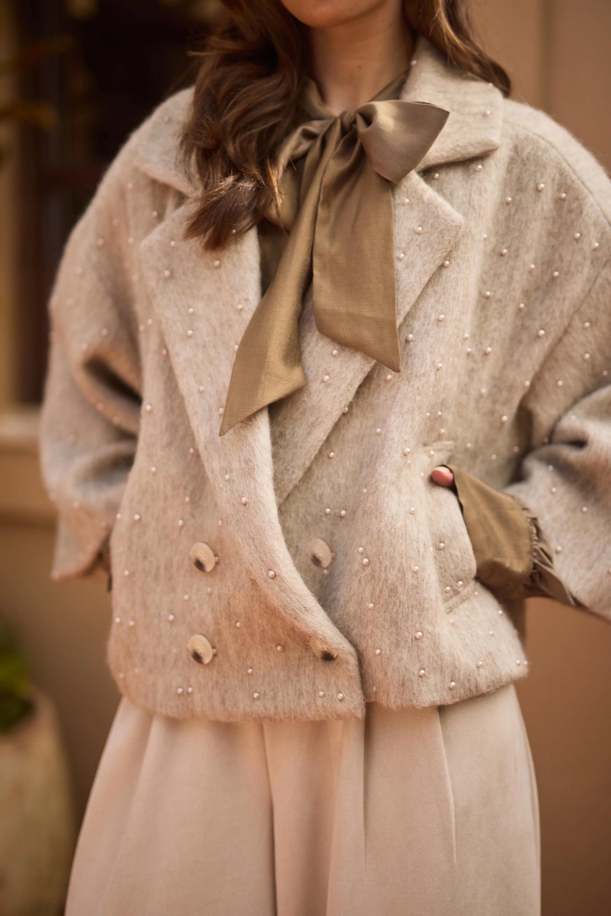 Danique Jacket Pearls | Sand