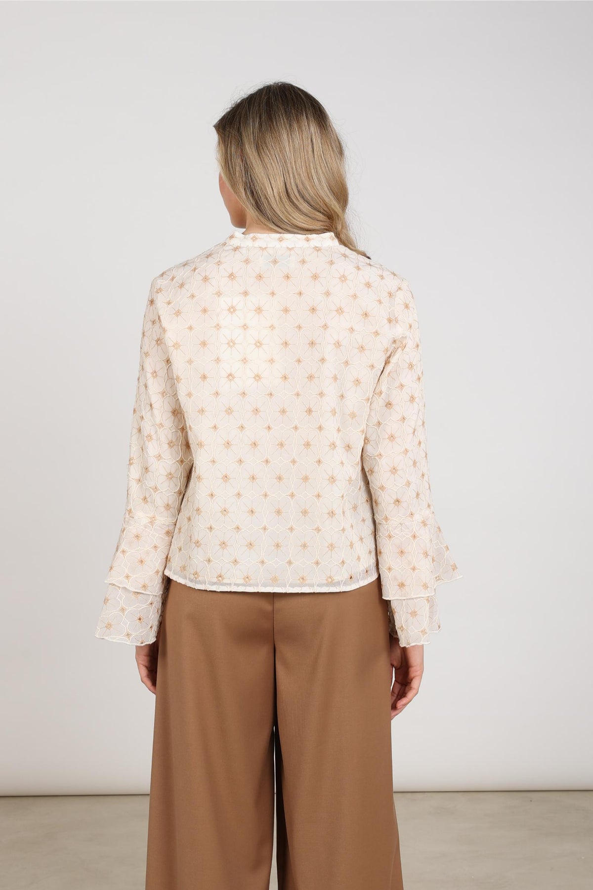 April Bluse Blumen | Offwhite/Toffee