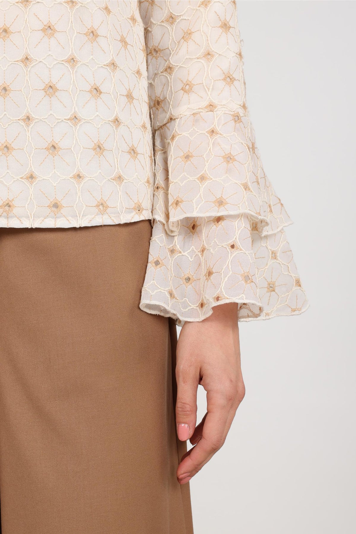 April Bluse Blumen | Offwhite/Toffee