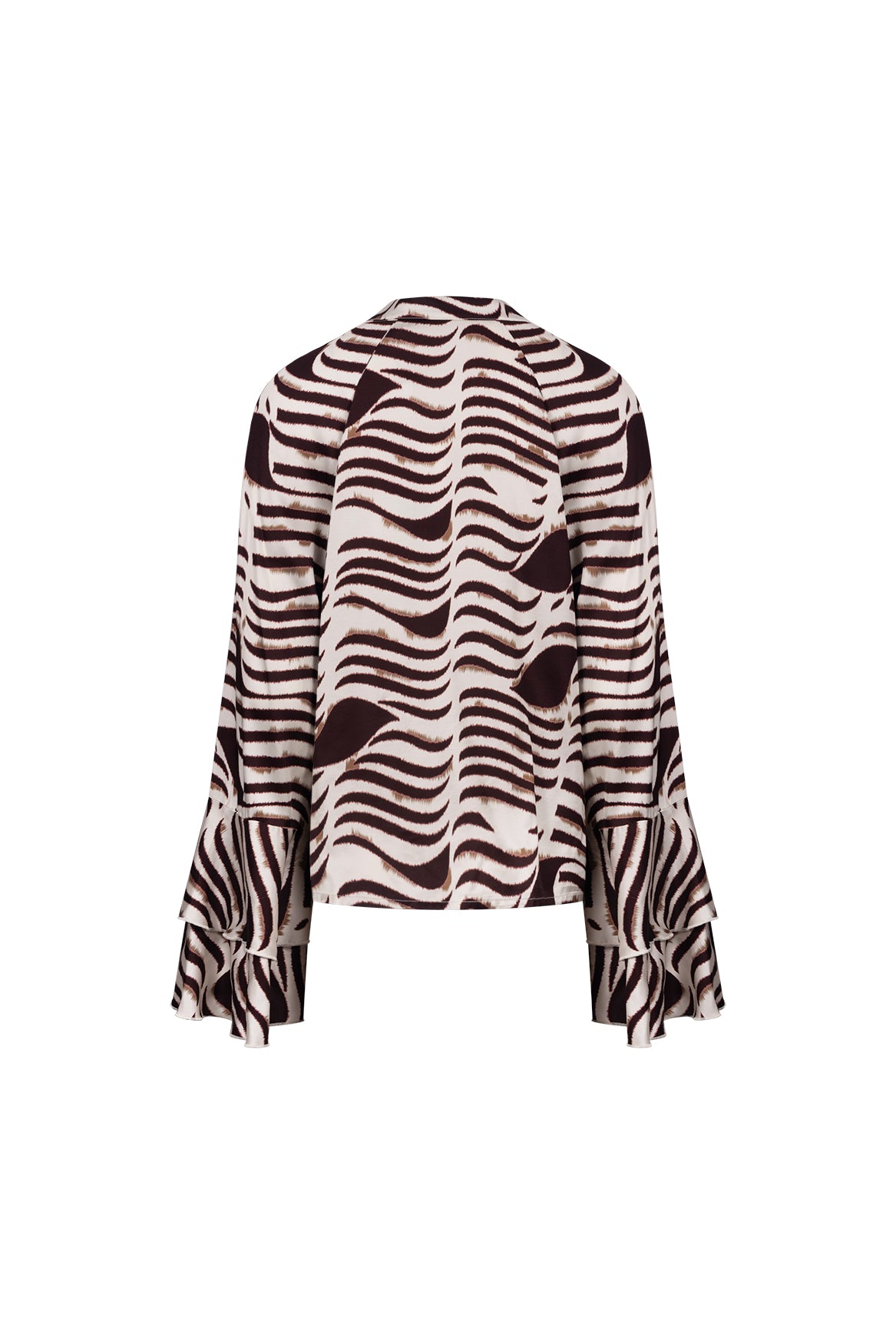 April V-Neck Zebra Blouse | Offwhite/Cherry