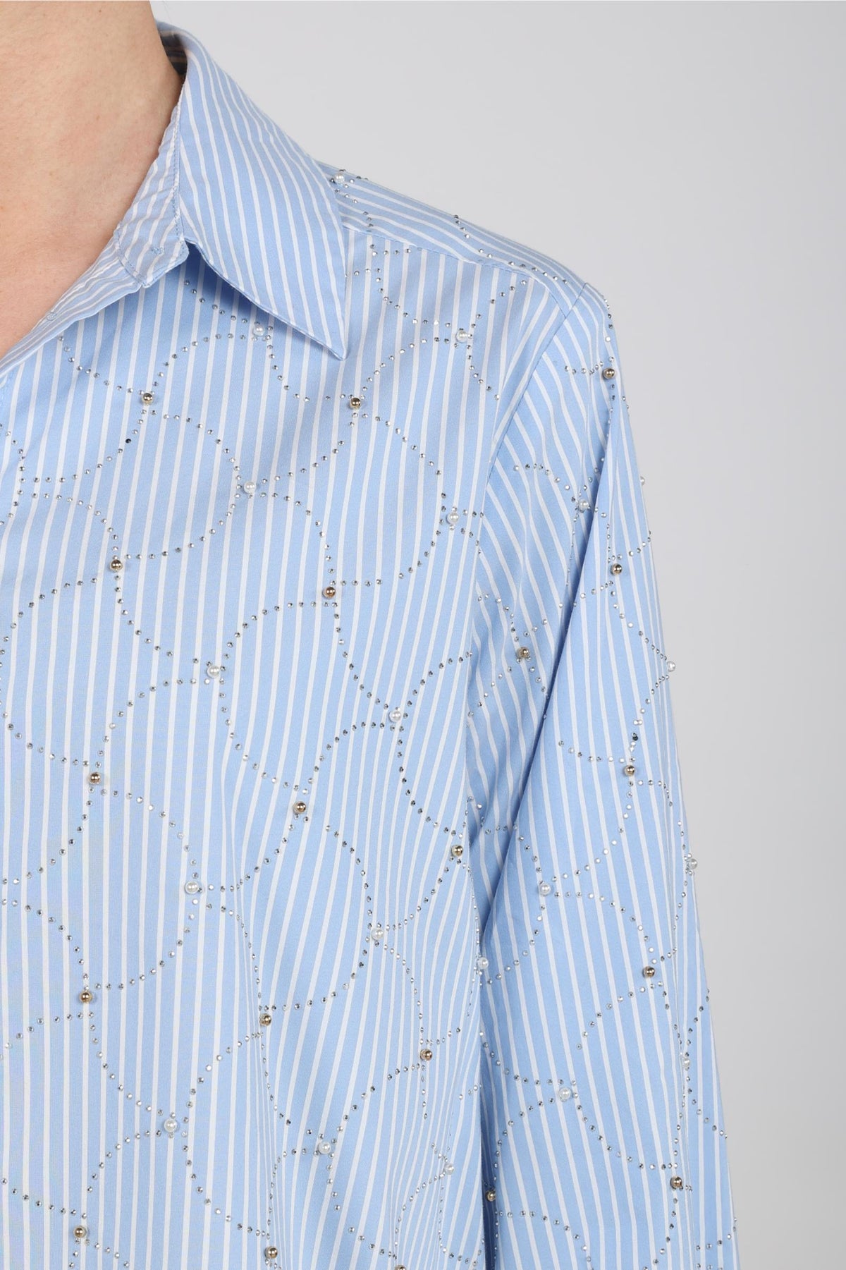 Nowi Bluse Stripe Stones | Offwhite/Sky