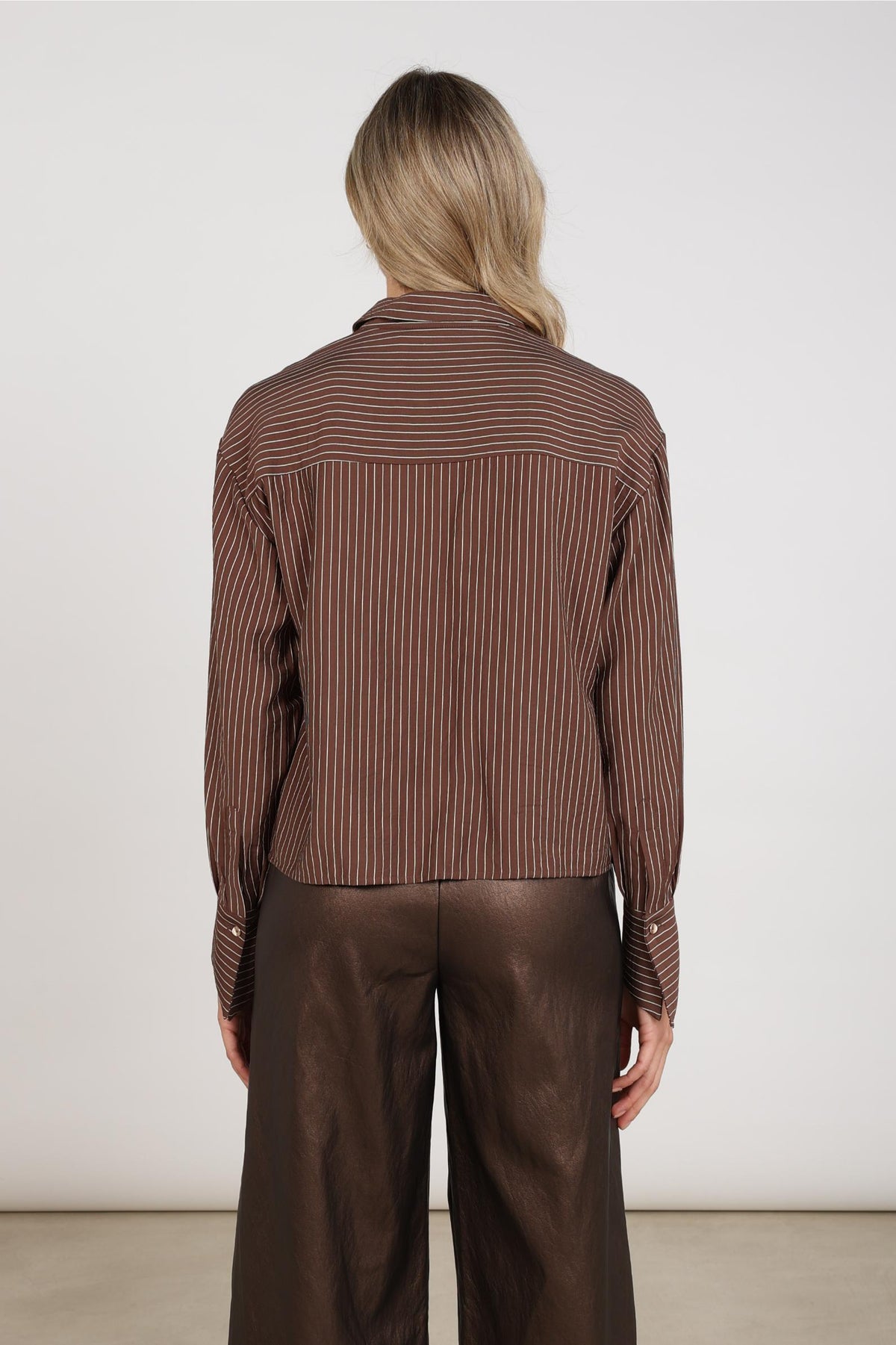 Alice Bluse Streifen Stickerei | Schokolade