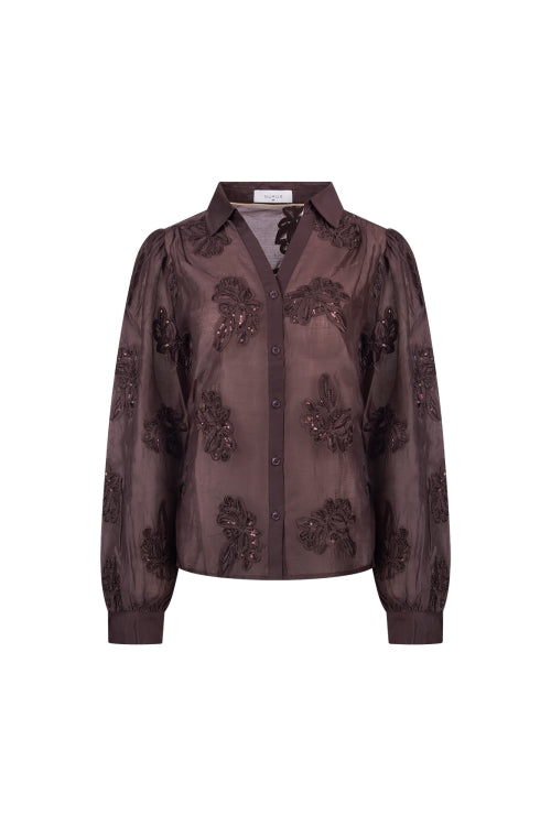 Antonella Blouse Paillet Flower | Chocolate