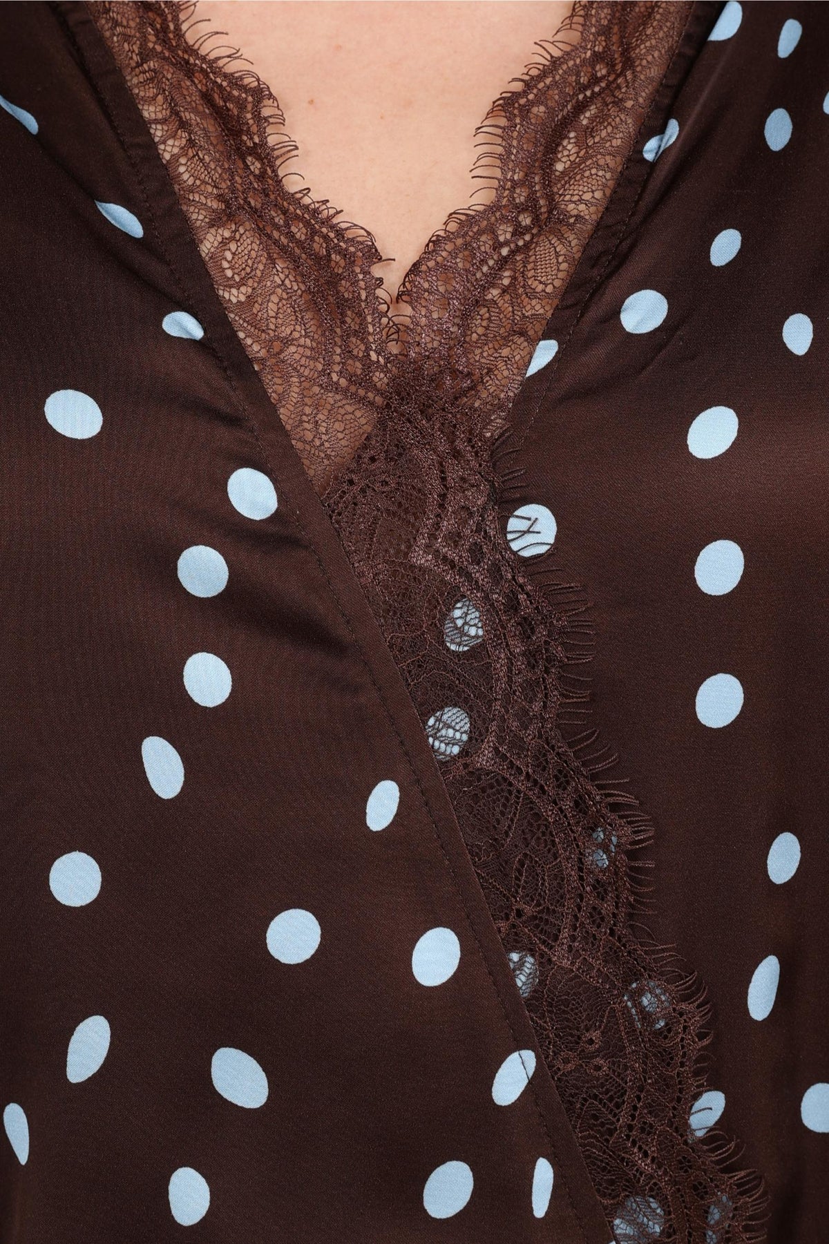 Annie Blouse Dots | Chocolate/Sky