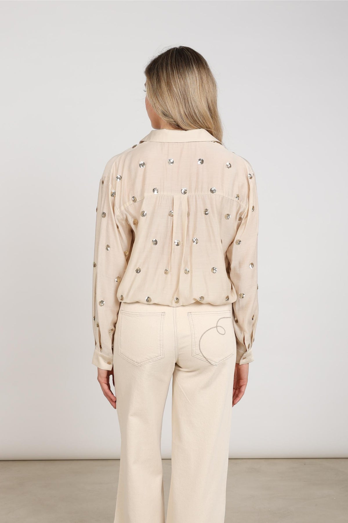 Anika Bluse Pailletten | Sand