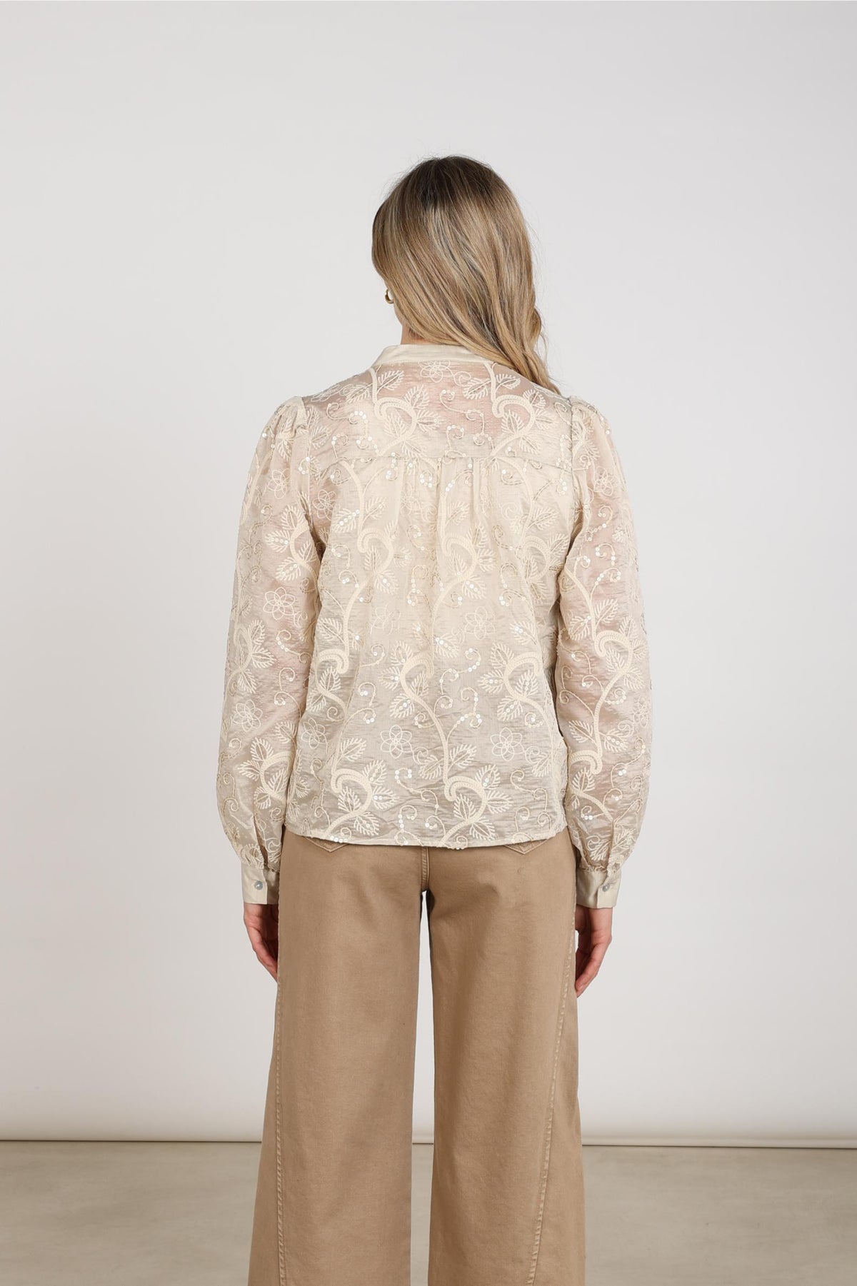 Antonella Embroidery Blouse | Sand