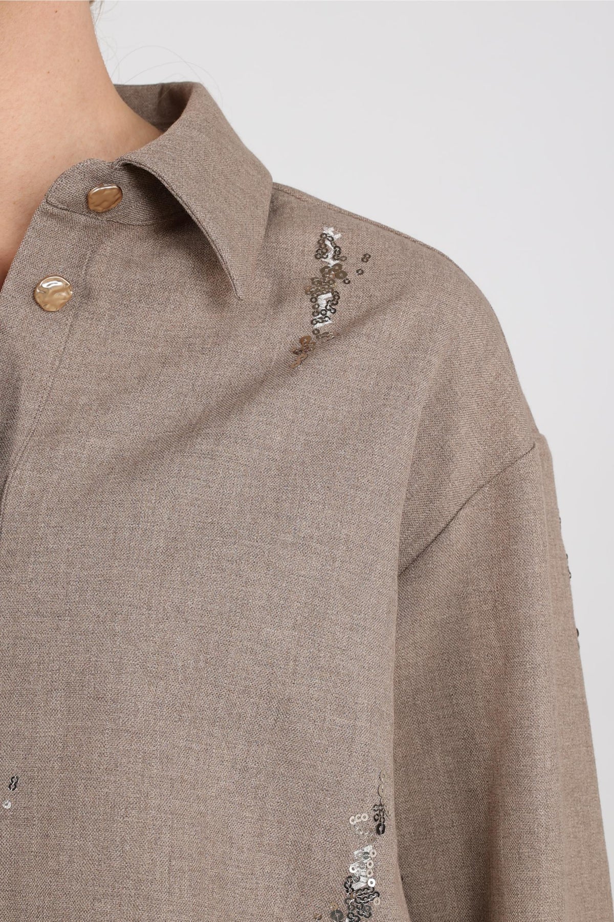Annelynn Bluse Paillet | Taupe