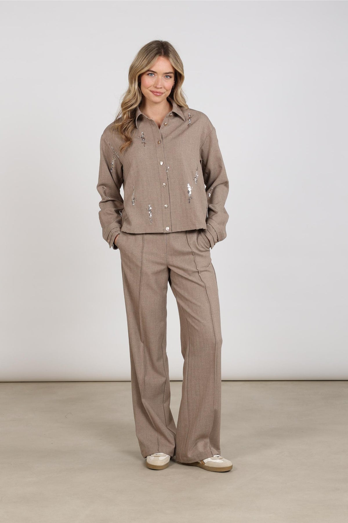 Annelynn Bluse Paillet | Taupe