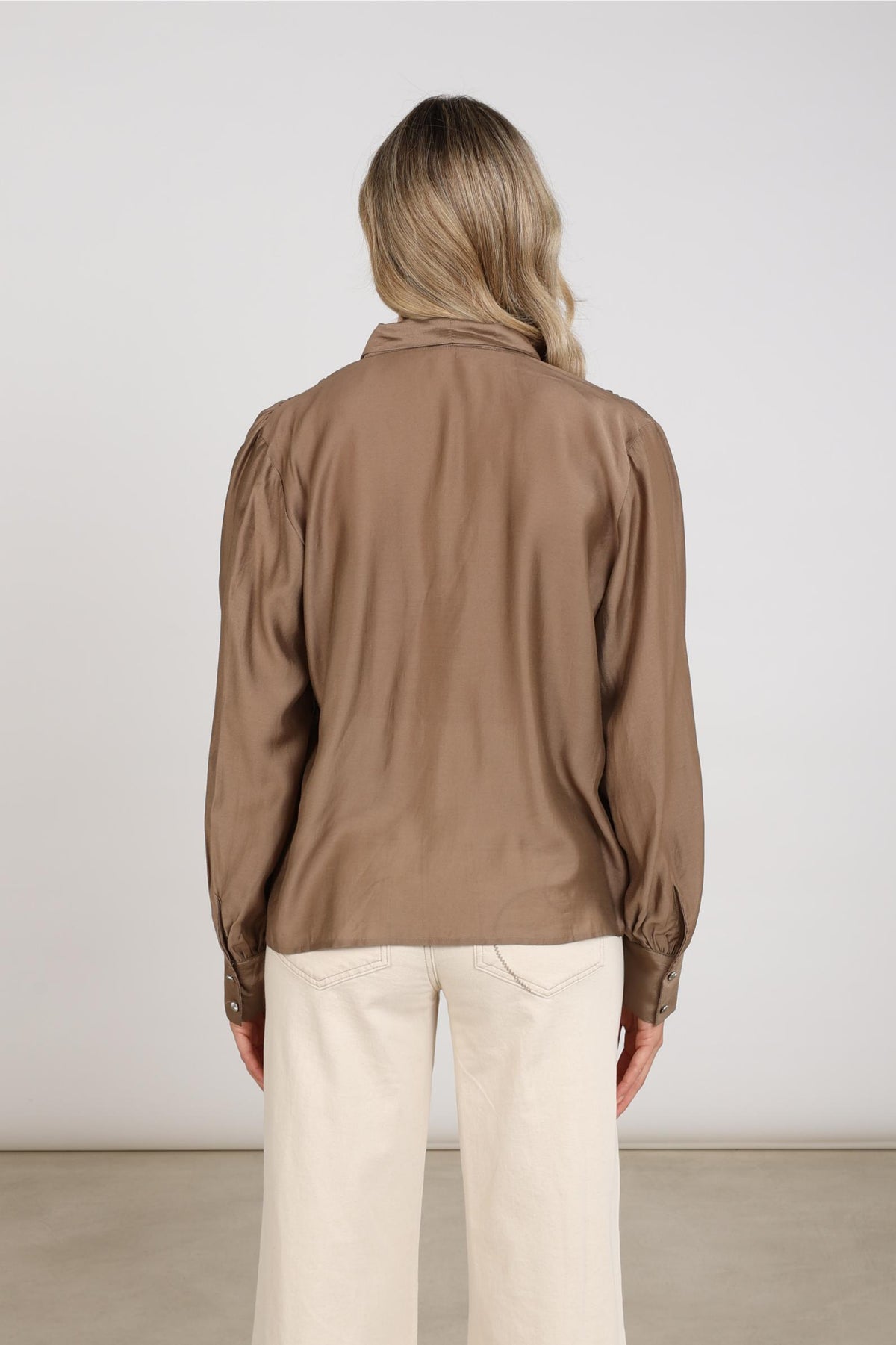 Angie Bluse mit Bindeband | Taupe