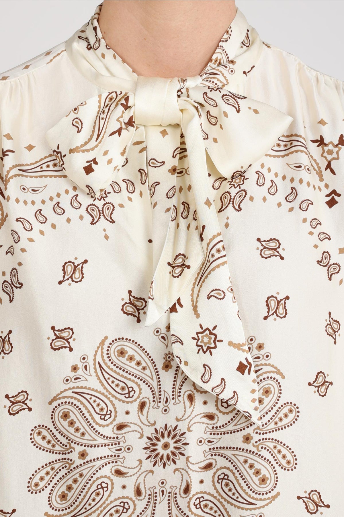 Angie Blouse Tie Paisley | Offwhite/Toffee