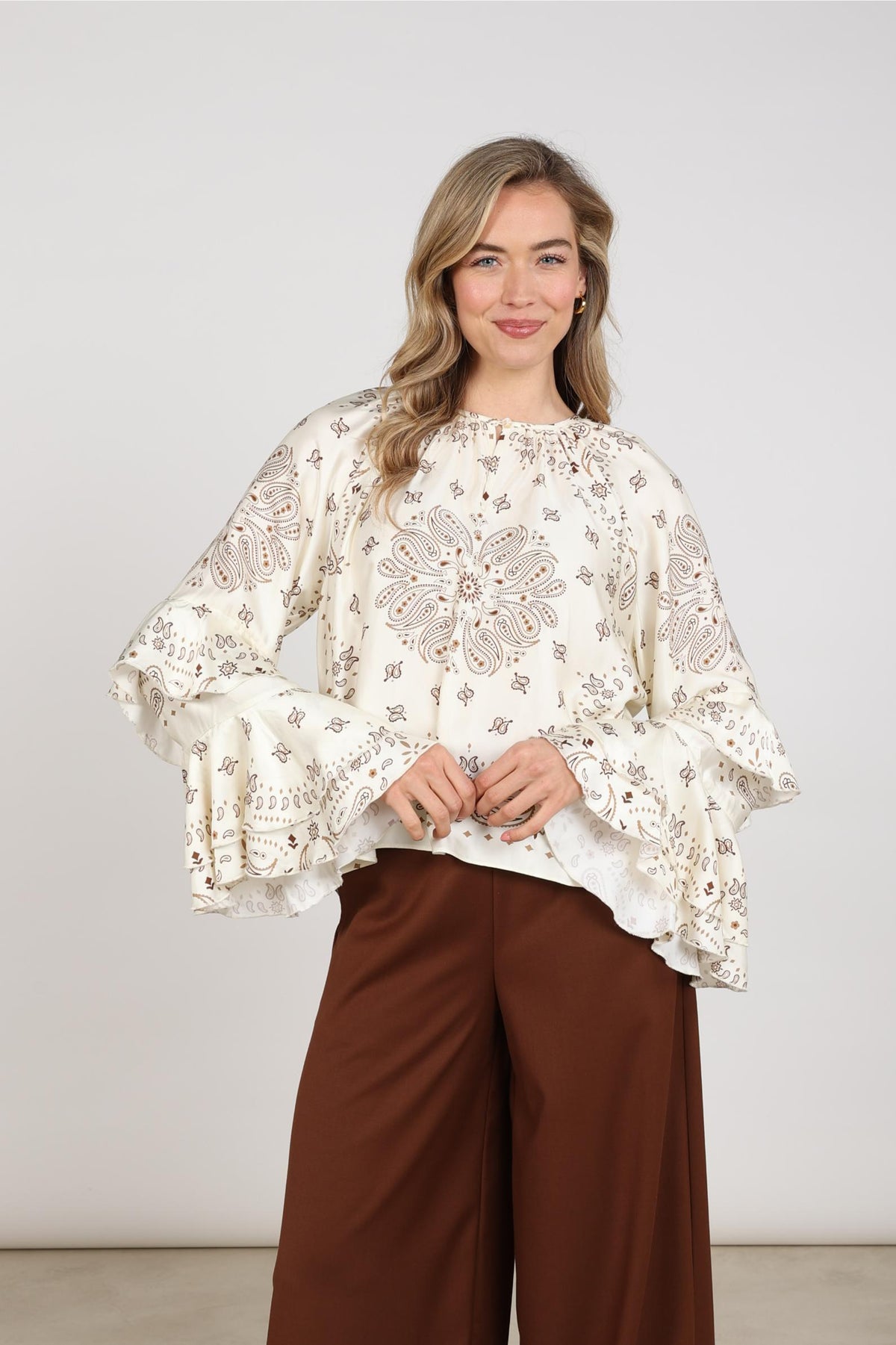 Asra Bluse Paisley | Offwhite/Toffee