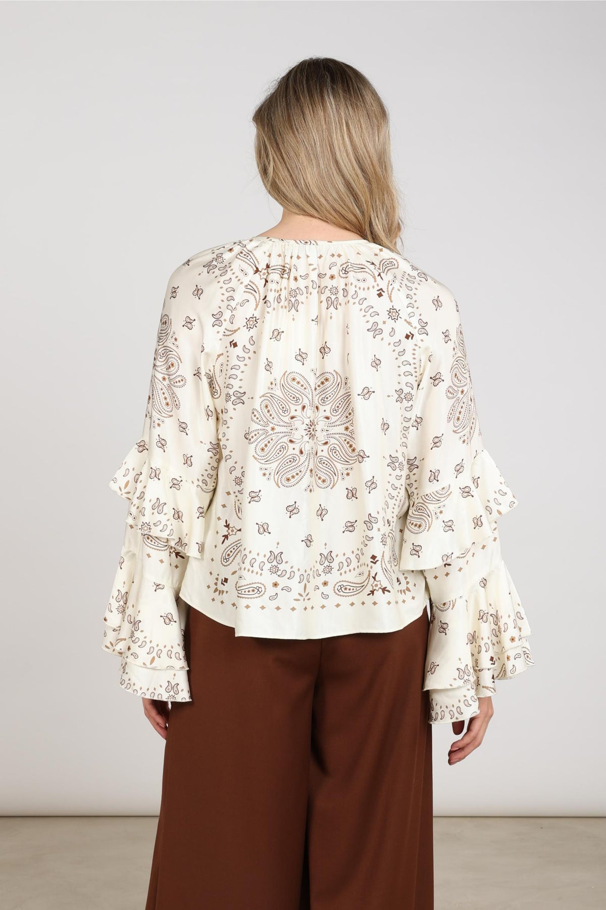 Asra Bluse Paisley | Offwhite/Toffee