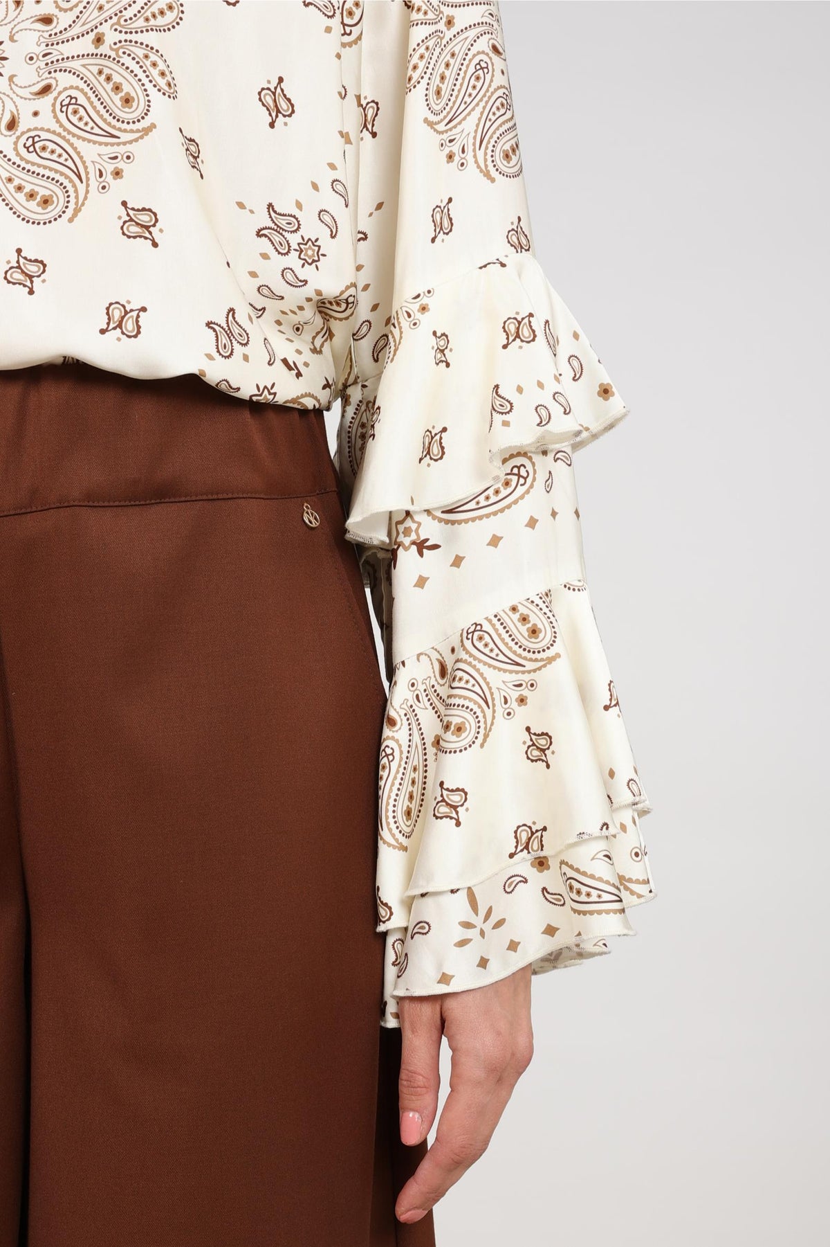 Asra Bluse Paisley | Offwhite/Toffee