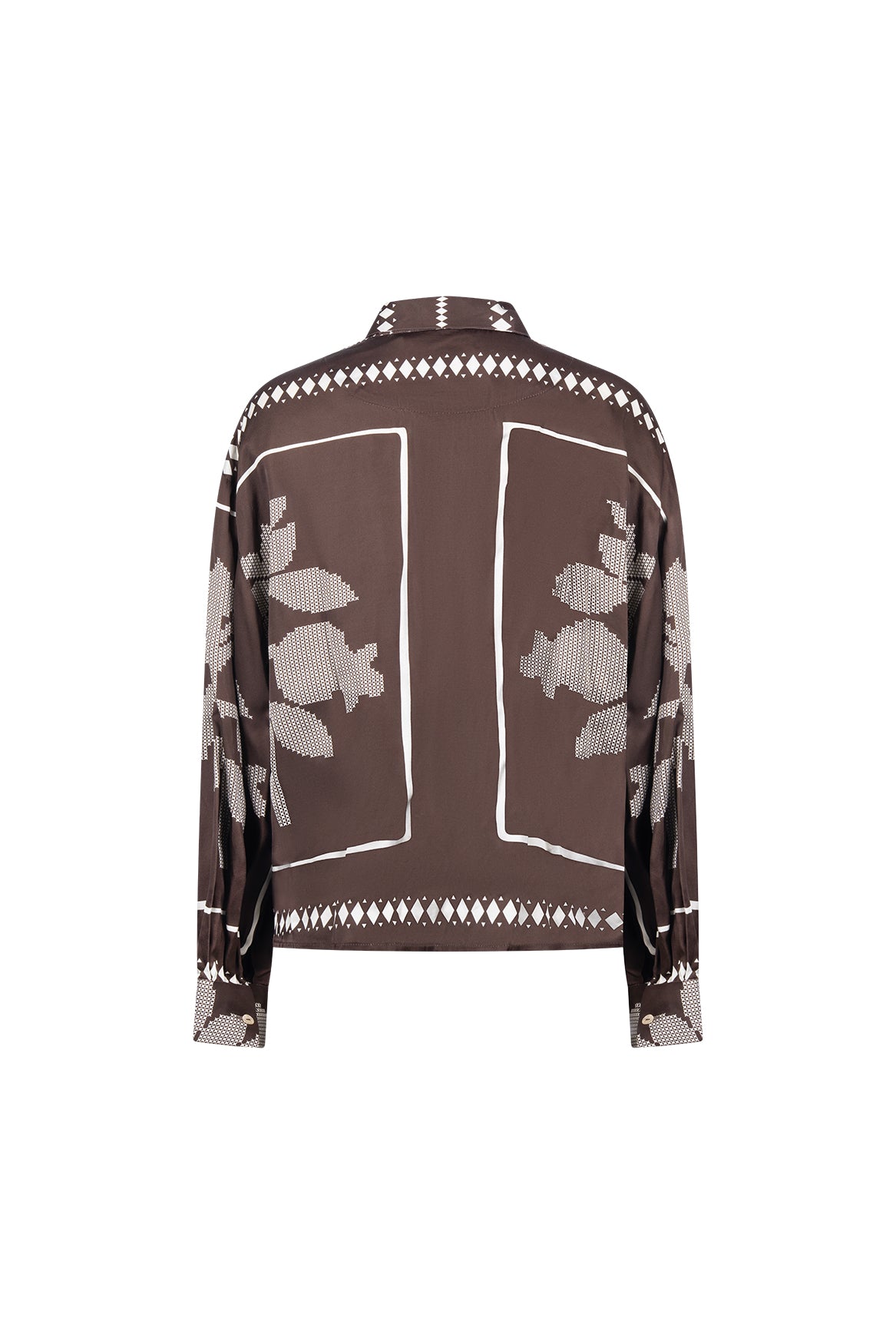Alexandra Bluse mit Wickelband | Schokobraun/Offwhite