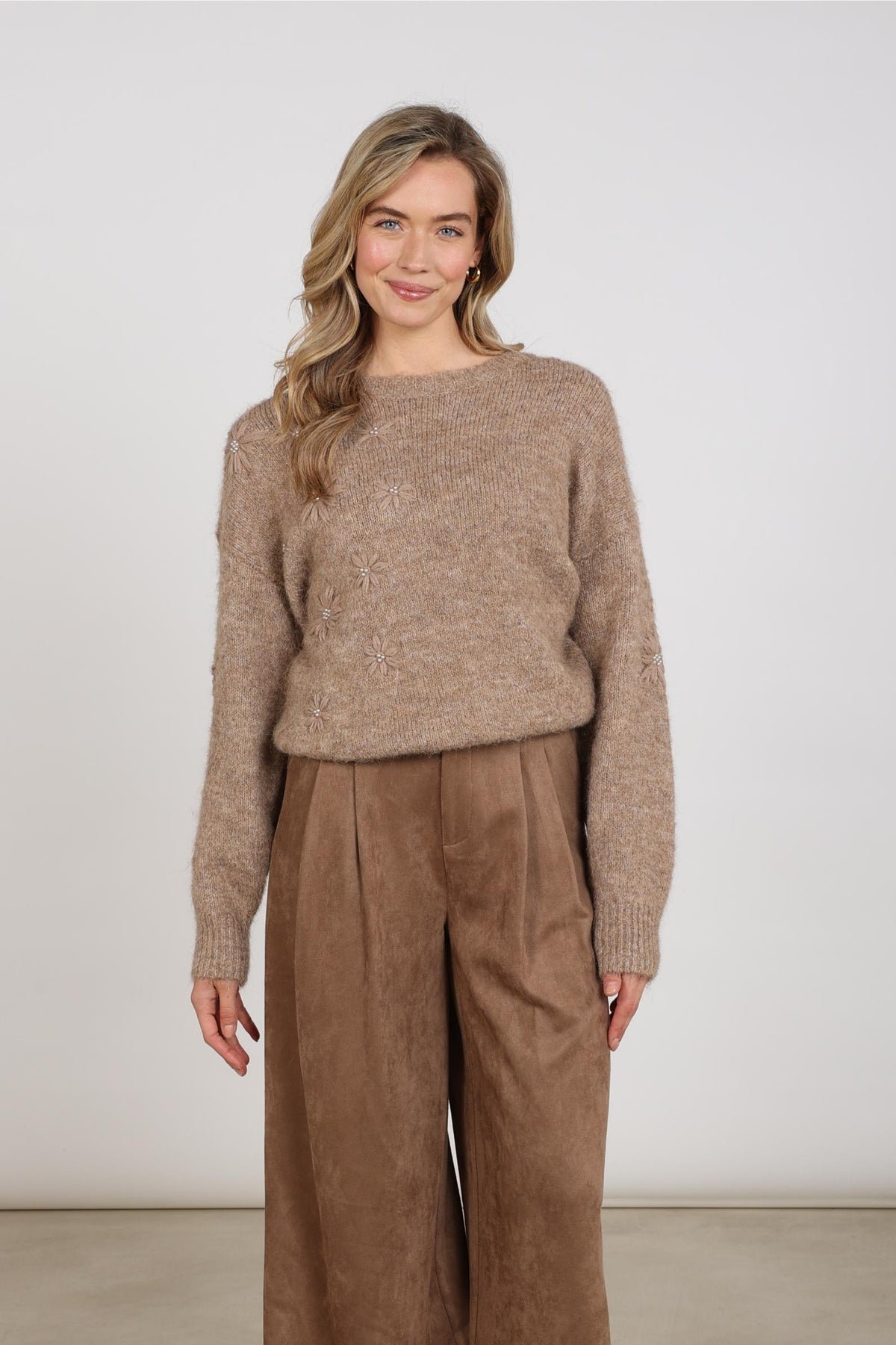 Konstanza Pullover Blumen | Taupe
