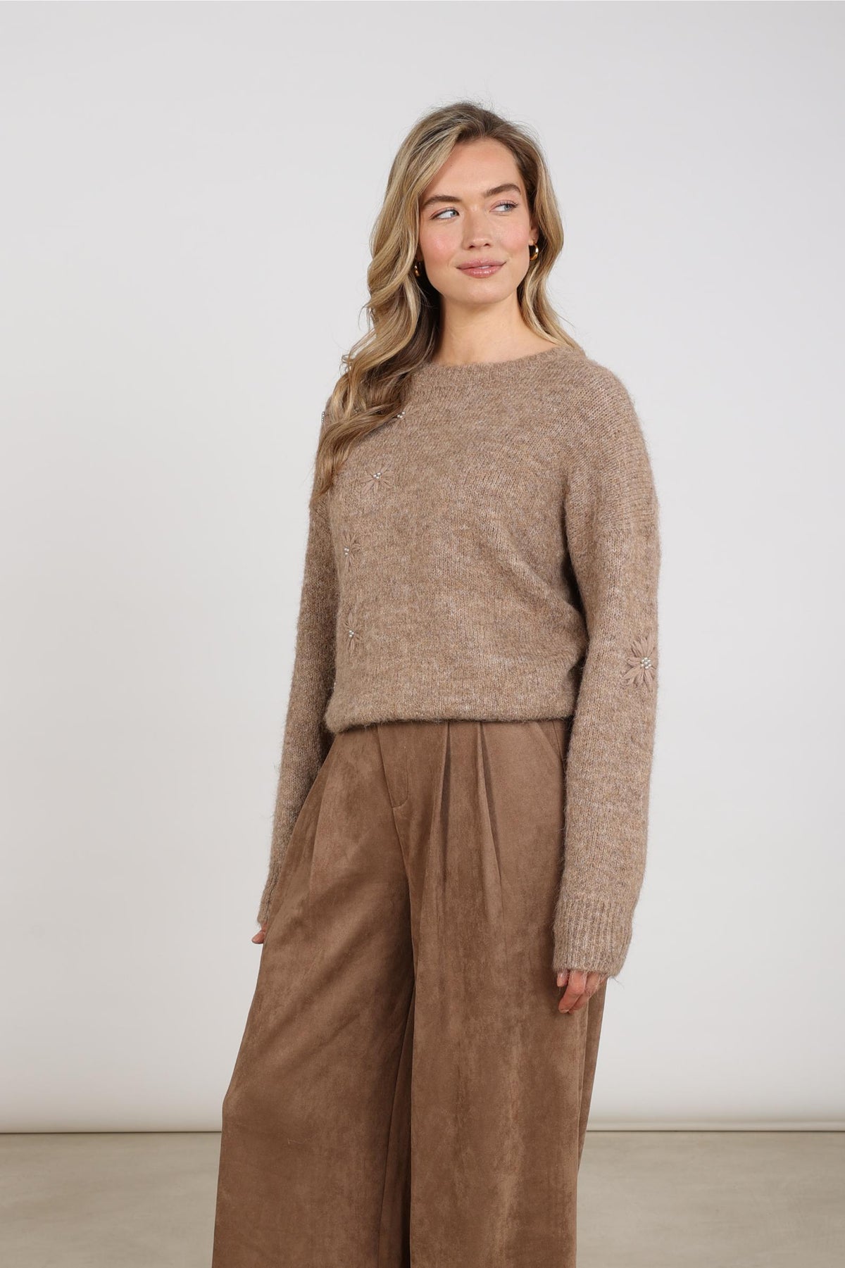 Konstanza Pullover Blumen | Taupe