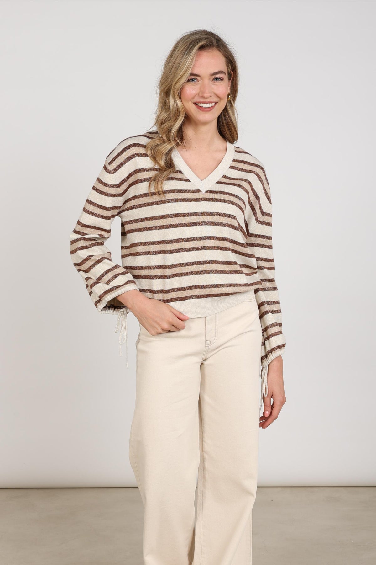 Kim Pullover Stripe | Sand/Toffee