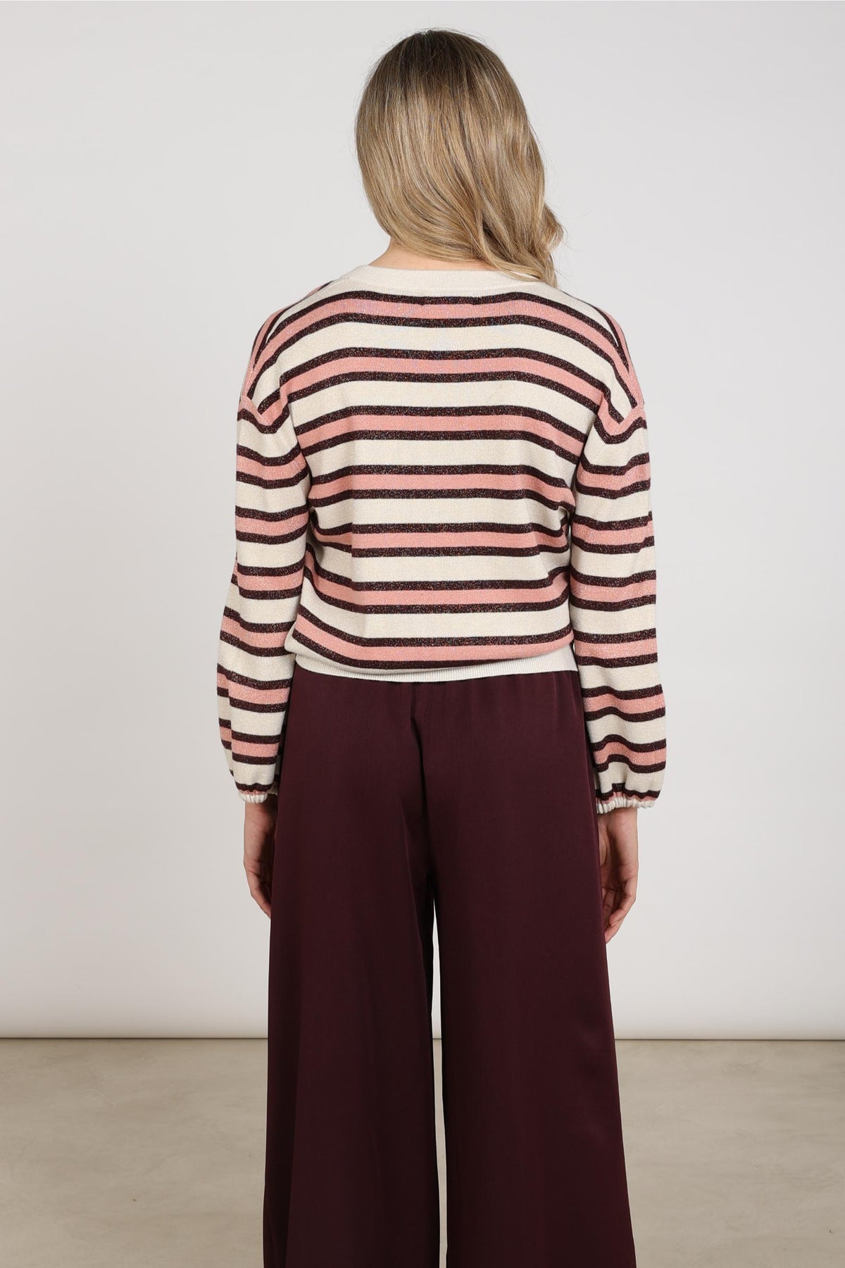 Kim Sweater Stripe | Sand/Rose