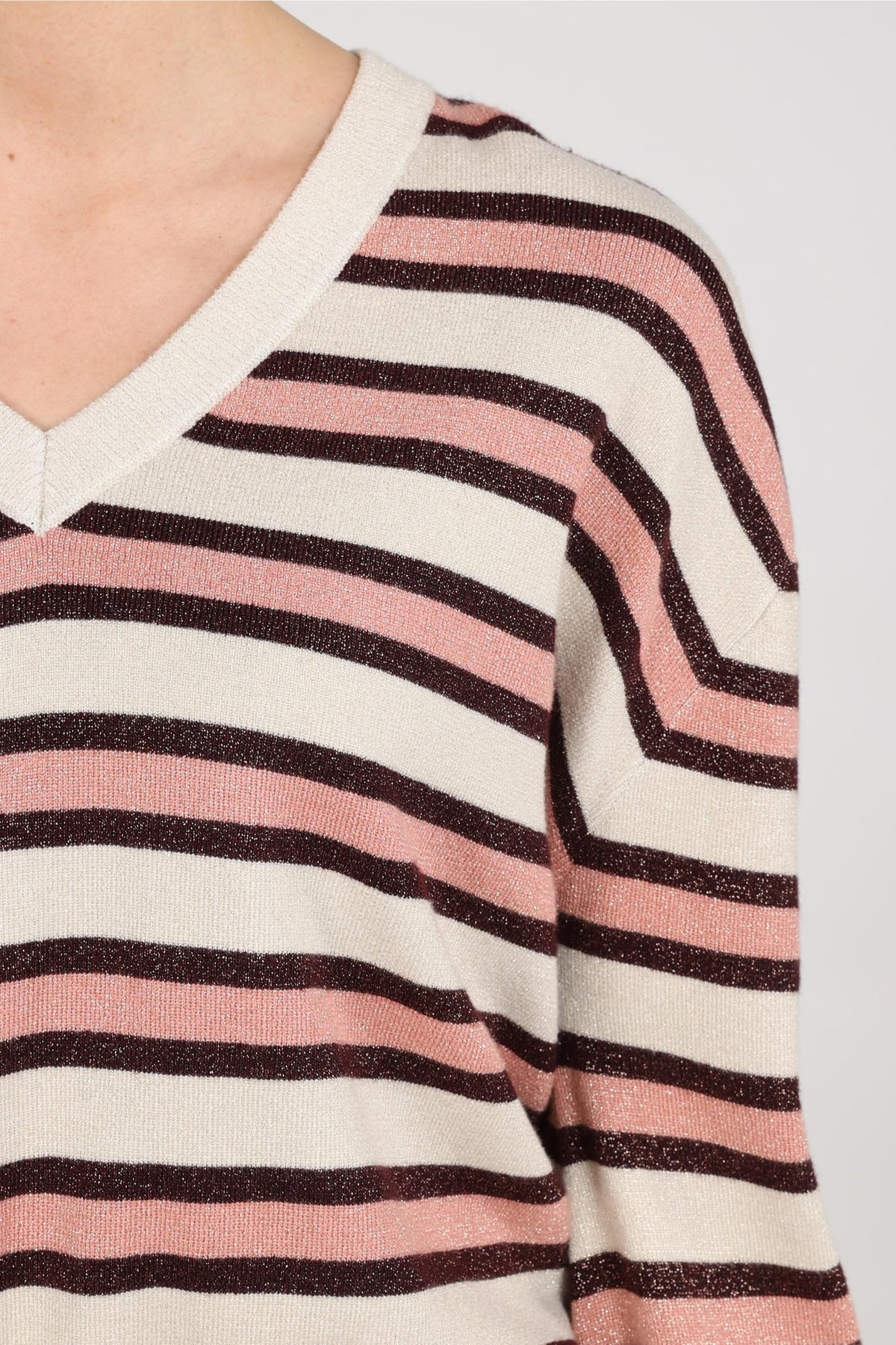Kim Sweater Stripe | Sand/Rose