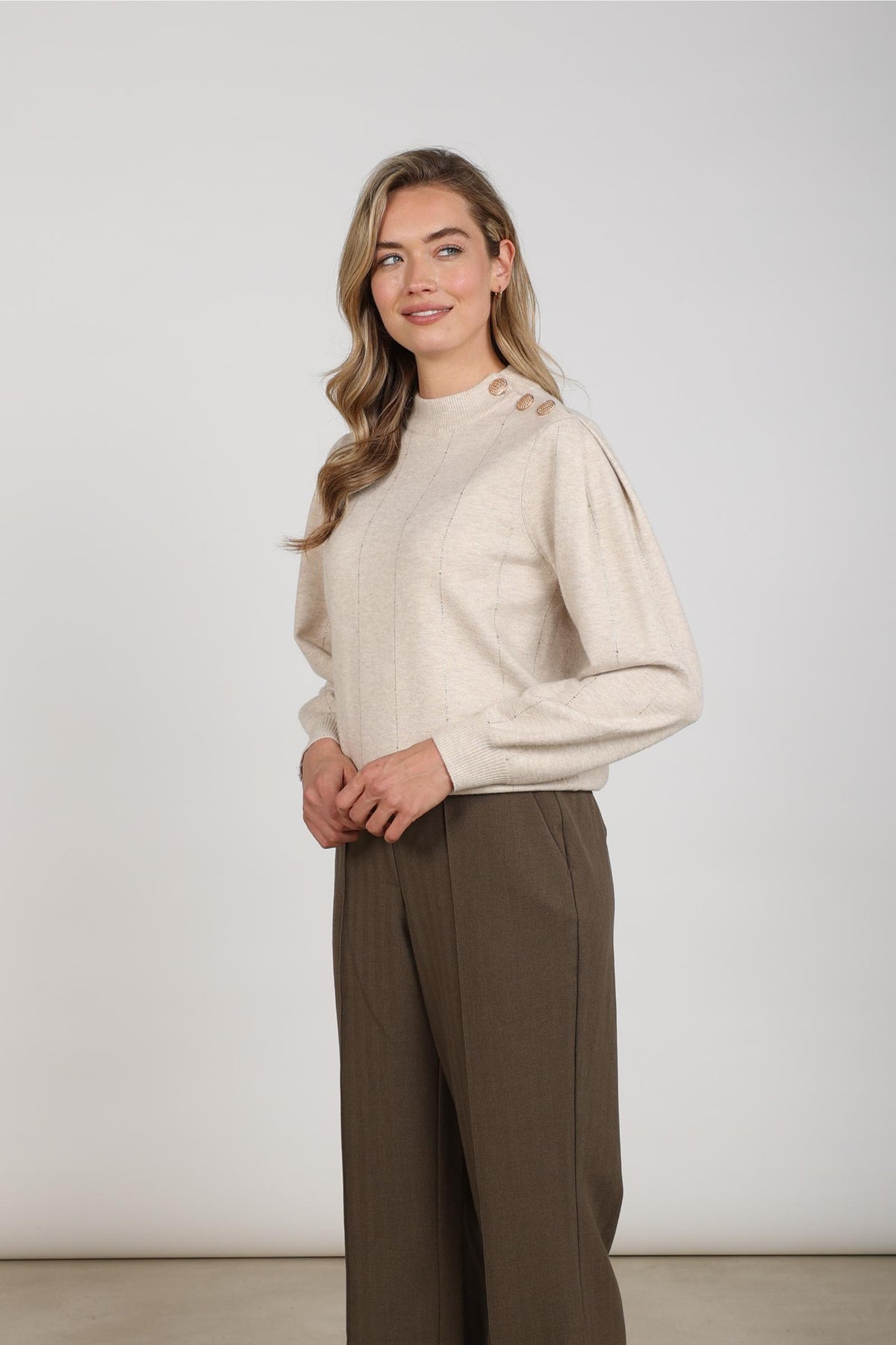 Molly Sweater with Rhinestones | Sand Melange