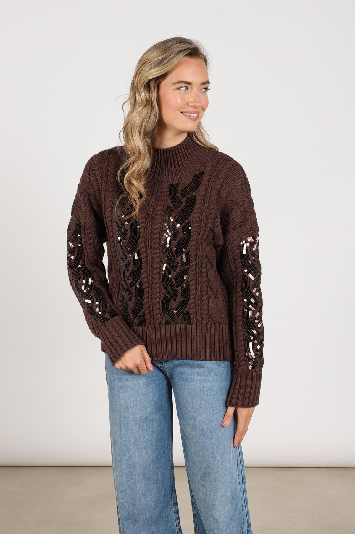 Megan Pullover Paillet | Chocolate
