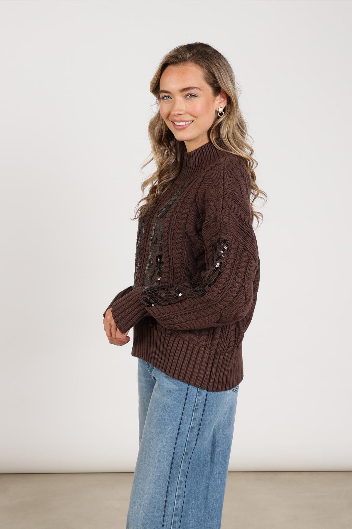 Megan Sequin Pullover | Chocolate